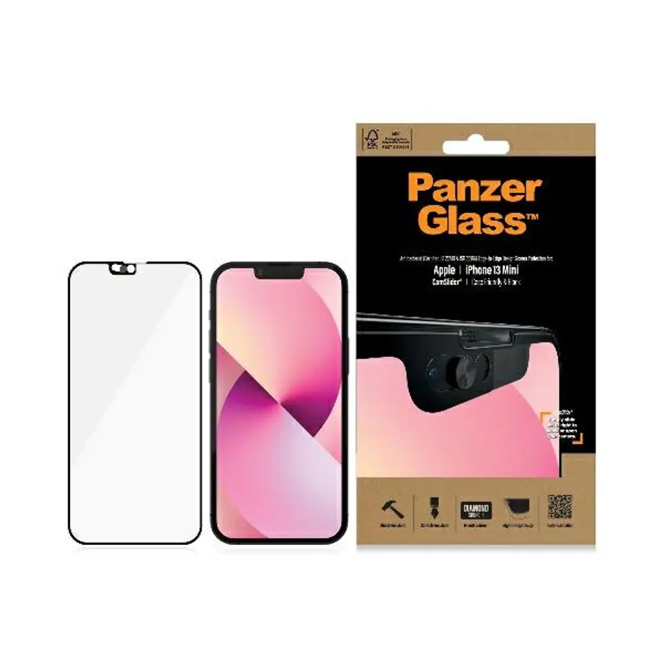 PanzerGlass E2E Microfracture iPhone 13Mini 5,4" CamSlider Case Friendly AntiBacterial czarny/black 2747