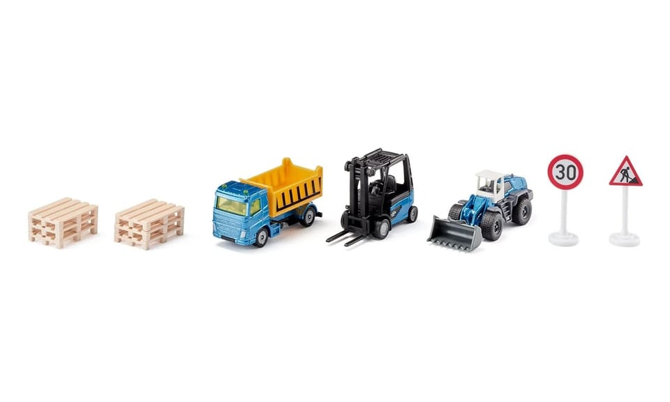 Lot De 3 Engins De Chantier Volvo Micro Builders – 9 Cm – Roue Libre – Pelle, Camion, Rouleau – Licence Volvo – Dès 3 Ans