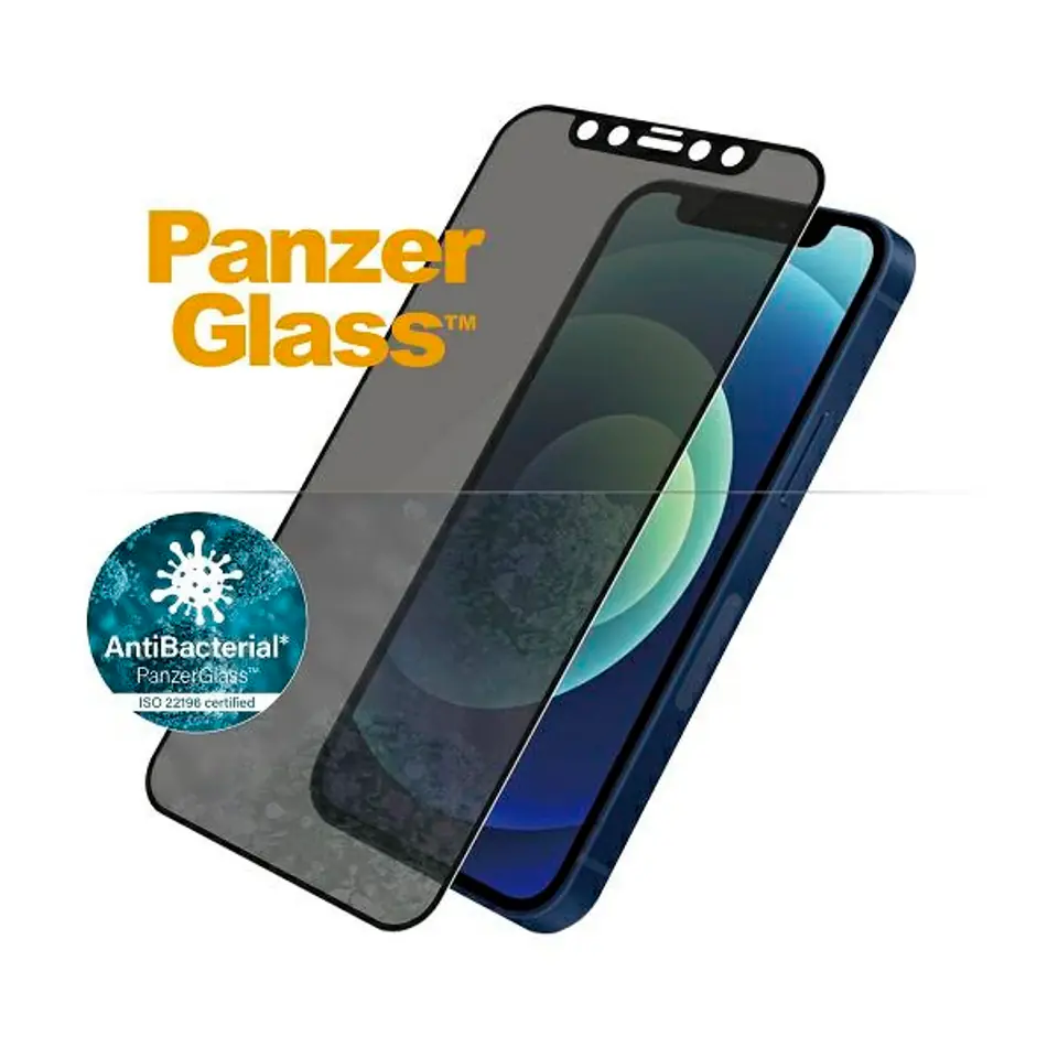 PanzerGlass E2E Super+ iPhone 12 MiniCase Friendly AntiBacterial Microfracture Privacy czarny/black