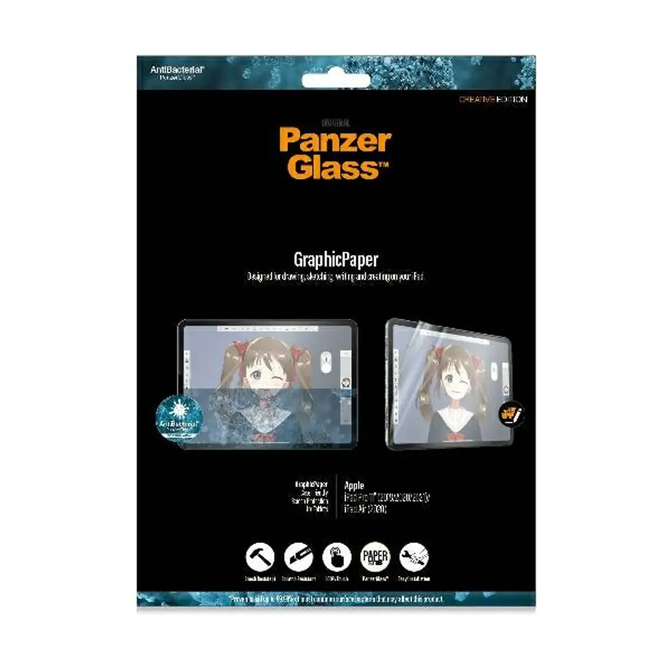 PanzerGlass GraphicPaper iPad Pro 11"(18/20/21)/ Air(20), Anti Glare, Case Friendly, Antibacterial
