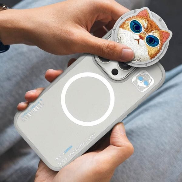Etui Nimmy Glasses Cool Cat MagSafe do   iPhone 16 Pro szary