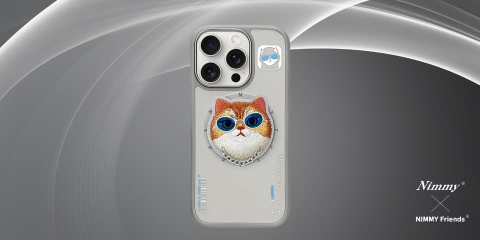 Etui Nimmy Glasses Cool Cat MagSafe do   iPhone 16 Pro szary