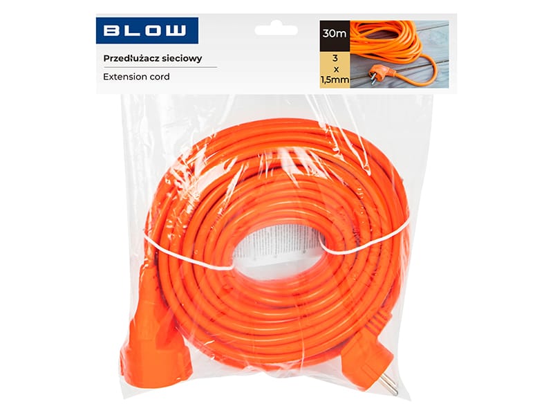 Przedłużacz sieciowy PR-160 1-gniazdo z uziemieniem 30m pomarańczowy 3x1,5mm