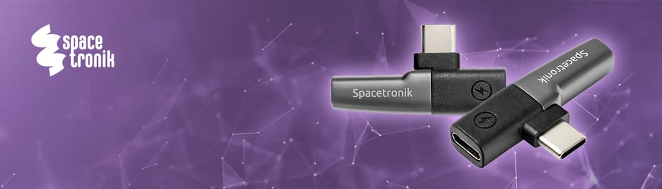 adapter Spacetronik USB-C na Jack 3,5 mm z funkcją ładowania, ładowanie i odtwarzanie muzyki jednocześnie, adapter audio, ładowanie Power Delivery, uniwersalny adapter USB-C, adapter do muzyki, adapter do telefonu, adapter wielofunkcyjny