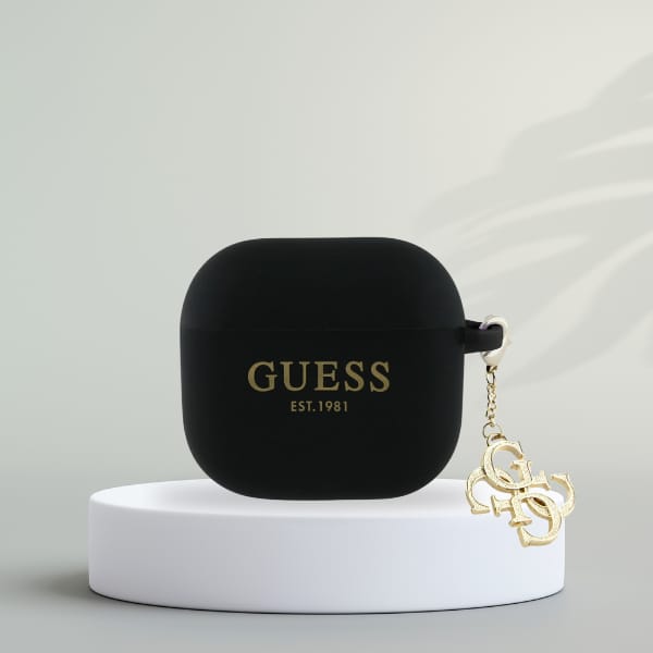 Guess GUA4LECG4K AirPods 4 cover         czarny/black Silicone 4G Charm