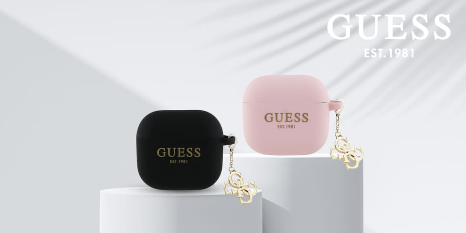 Guess GUA4LECG4K AirPods 4 cover         czarny/black Silicone 4G Charm