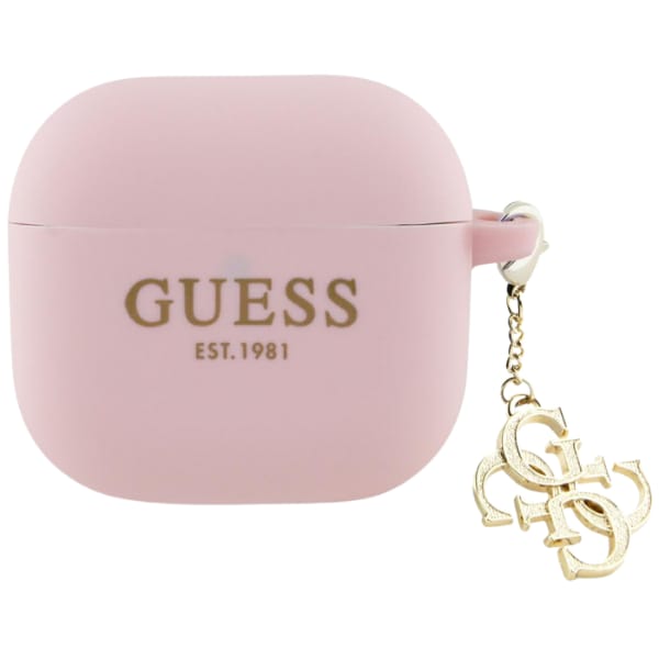 Guess GUA4LECG4P AirPods 4 cover         różowy/pink Silicone 4G Charm