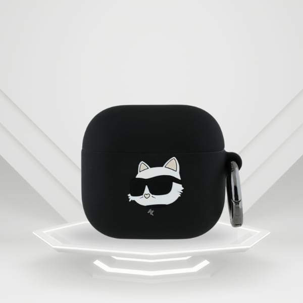 Karl Lagerfeld KLA4RUNCHK AirPods 4      cover czarny/black Silicone Choupette Head 3D