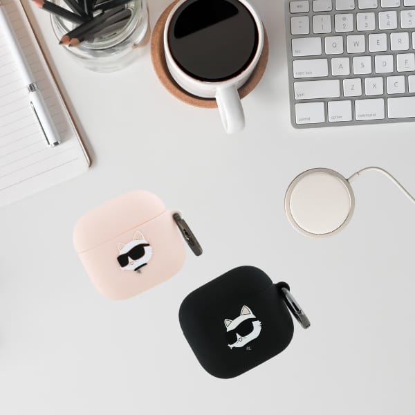 Karl Lagerfeld KLA4RUNCHK AirPods 4      cover czarny/black Silicone Choupette Head 3D