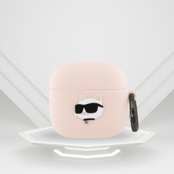 Karl Lagerfeld KLA4RUNCHP AirPods 4      cover różowy/pink Silicone Choupette Head 3D