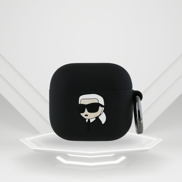 Karl Lagerfeld KLA4RUNIKK AirPods 4      cover czarny/black Silicone Karl Head 3D