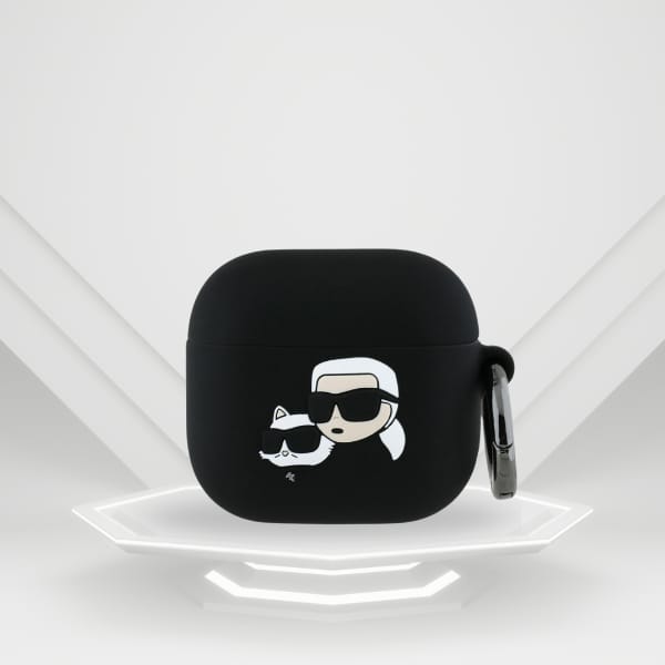 Karl Lagerfeld KLA4RUNKCHK AirPods 4     cover czarny/black Silicone Karl&Chaupette Head 3D