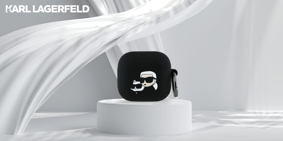 Karl Lagerfeld KLA4RUNKCHK AirPods 4     cover czarny/black Silicone Karl&Chaupette Head 3D
