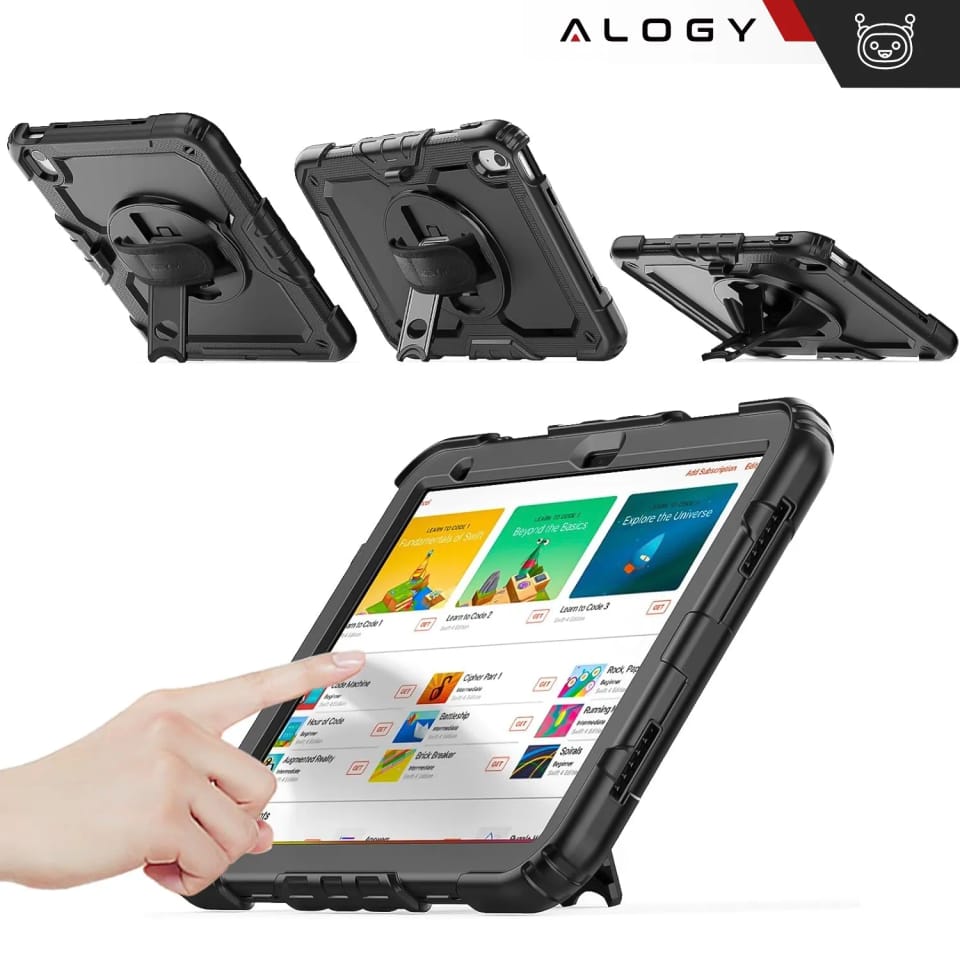 Etui ochronne Alogy Pirate Armor stojak pasek case obudowa do Apple iPad (10 Gen.) 2022 10.9" Czarne