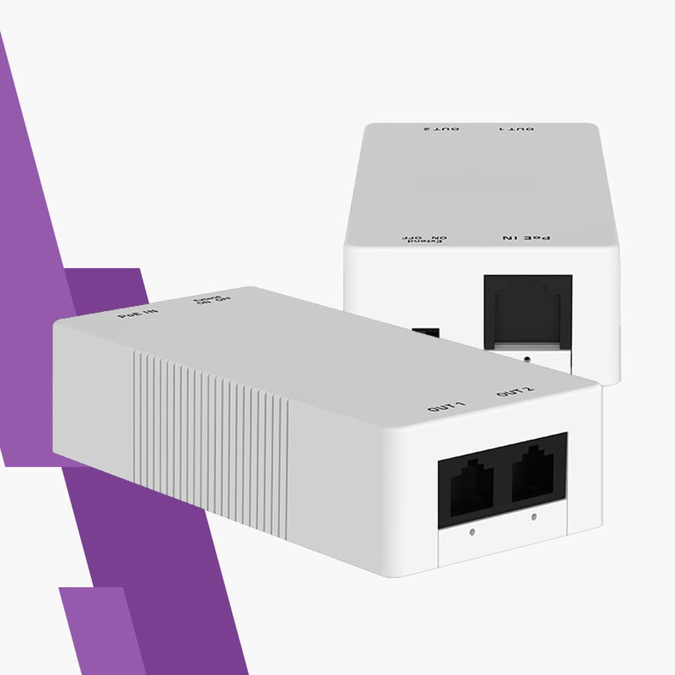 Przedłużacz PoE 2-portowy, PoE extender 250m, przedłużacz Ethernet PoE, kompatybilny z IEEE 802.3af/at, przedłużacz zasilania sieciowego, PoE do kamer IP, urządzenie do monitoringu sieci, PoE extender o kompaktowym rozmiarze