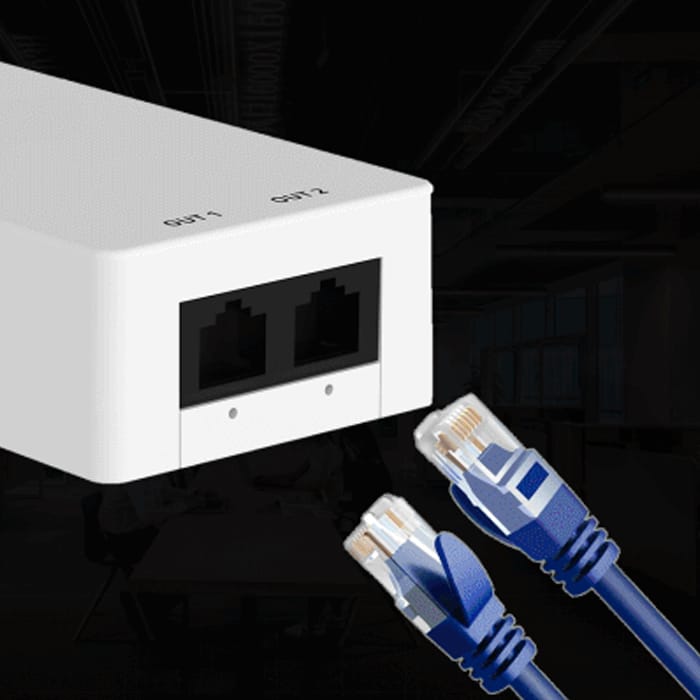 Przedłużacz PoE 2-portowy, PoE extender 250m, przedłużacz Ethernet PoE, kompatybilny z IEEE 802.3af/at, przedłużacz zasilania sieciowego, PoE do kamer IP, urządzenie do monitoringu sieci, PoE extender o kompaktowym rozmiarze