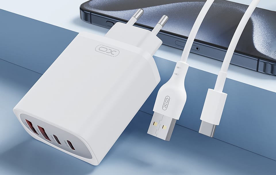 Ładowarka sieciowa XO CE22, 45W, GaN, 2x USB-C, 2x USB-A