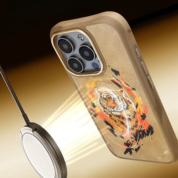 Etui Nimmy Tygrys MagSafe do iPhone 16   Pro jasnobrązowy