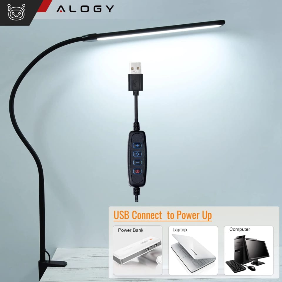Lampka biurkowa LED Alogy LED lamp oświetlenie z elastycznym ramieniem do biurka ramy łóżka