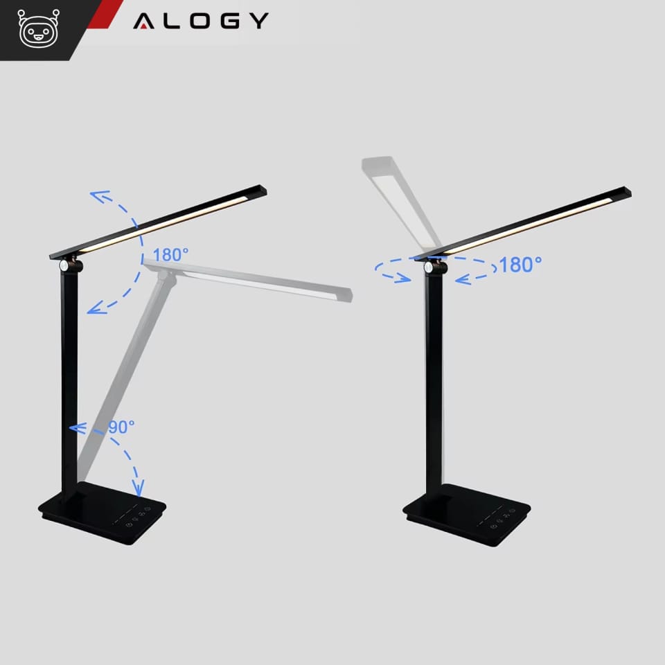 Lampka biurkowa LED składana Alogy Desk LED Lamp z gniazdem USB z możliwością ładowania Czarna