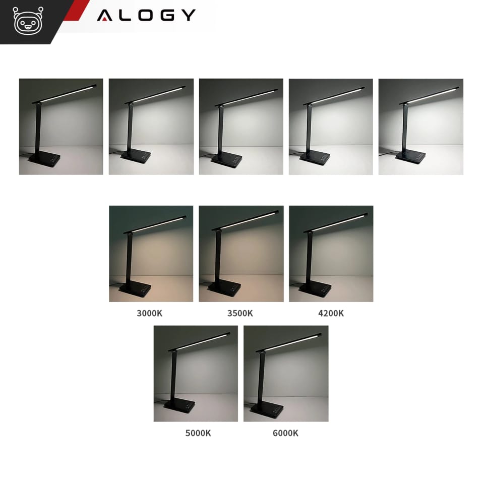 Lampka biurkowa LED składana Alogy Desk LED Lamp z gniazdem USB z możliwością ładowania Czarna