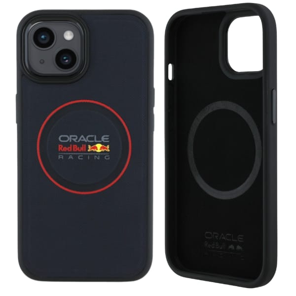 Red Bull RBHMP14S24PUILVR iPhone 14 6.1" hardcase granatowy/navy Leather Red Ring MagSafe