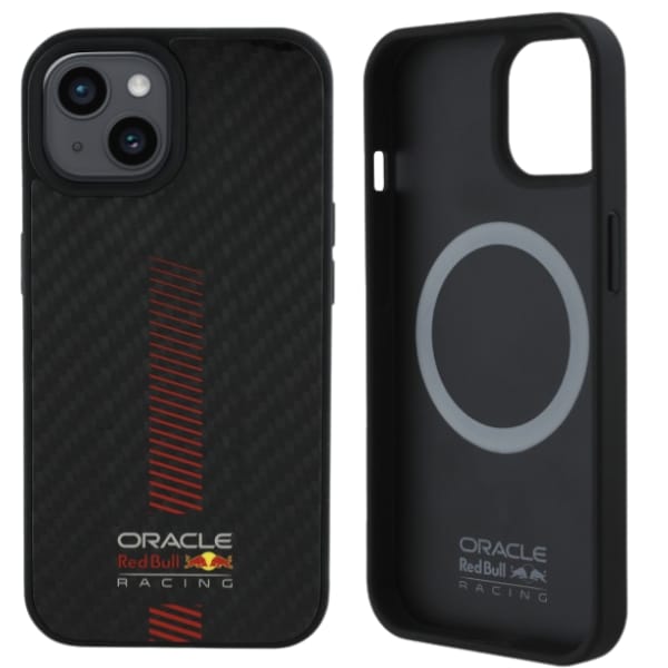 Red Bull RBHMP15S24CFGSMK iPhone 15 6.1" hardcase czarny/black Carbon Fiber Power Bar MagSafe