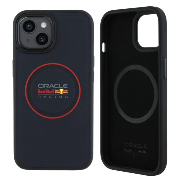 Red Bull RBHMP15S24PUILVR iPhone 15 6.1" hardcase granatowy/navy Leather Red Ring MagSafe
