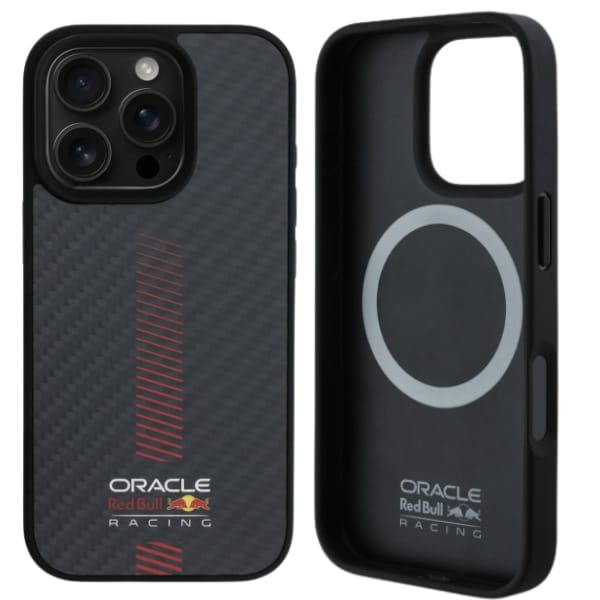 Red Bull RBHMP16L24CFGSMK iPhone 16 Pro  6.3" hardcase czarny/black Carbon Fiber Power Bar MagSafe