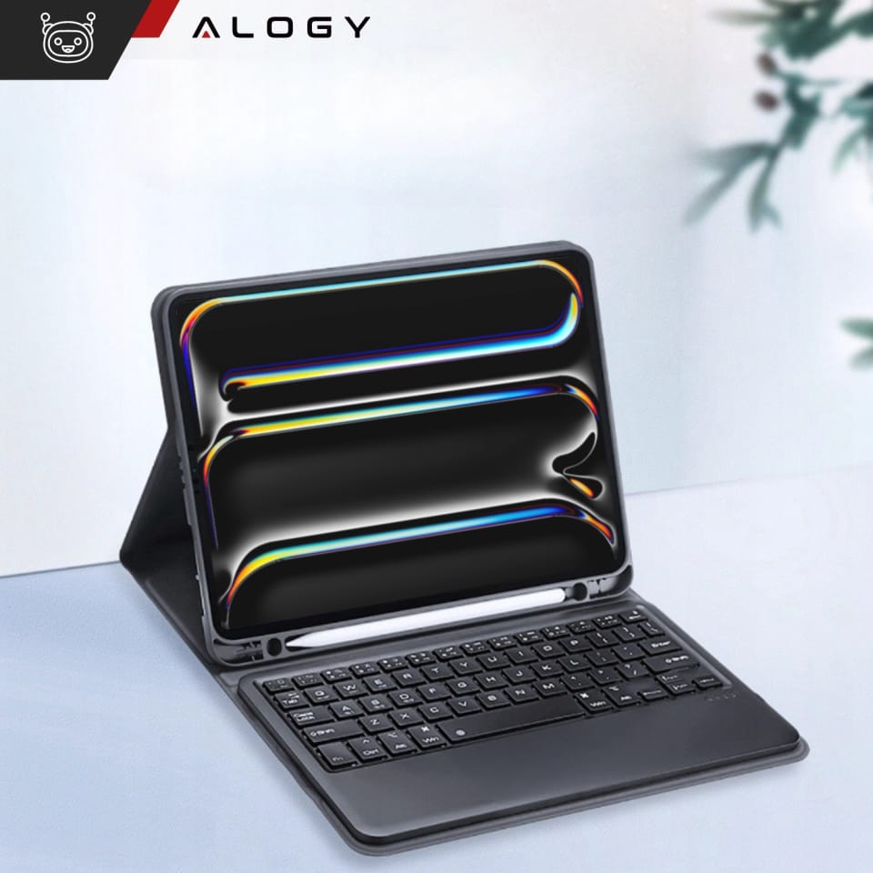 Etui ochronne z klawiaturą do Apple iPad Pro 13" M4 2024 7gen Alogy Keyboard case z miejscem na rysik klawiatura Bluetooth czarne