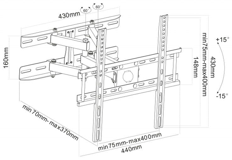 Uchwyt TV/LCD 22-55` 35kg Regulacja pion i poziom