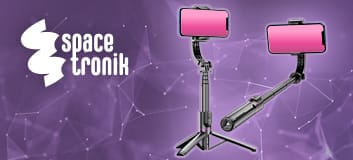 selfie stick Spacetronik SR-ROLLPIX01, statyw z gimbalem, uchwyt 360 stopni, światło doświetlające, selfie stick z pilotem, stabilizator do telefonu, statyw do vlogów, gimbal Spacetronik