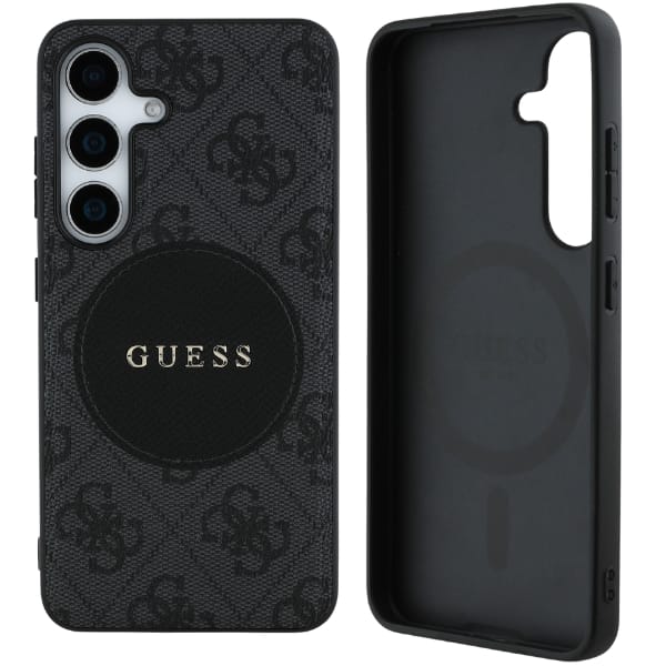 Etui Guess 4G Round Patch Classic Logo   MagSafe do Samsung Galaxy S25 czarny