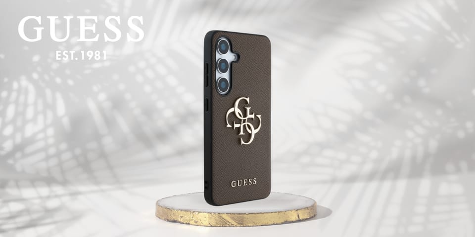Etui Guess Grained Big 4G Logo Small     Classic Logo do Samsung Galaxy S25 brązowy
