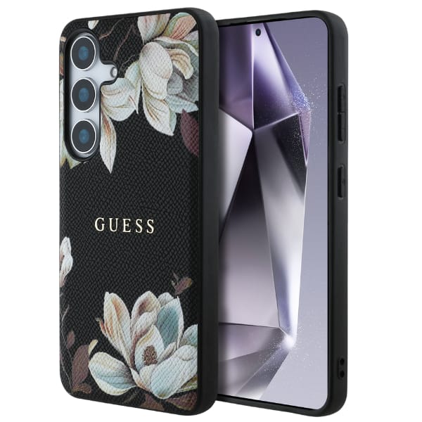 Etui Guess Grained Printed Flower        Pattern MagSafe do Samsung Galaxy S25 czarny
