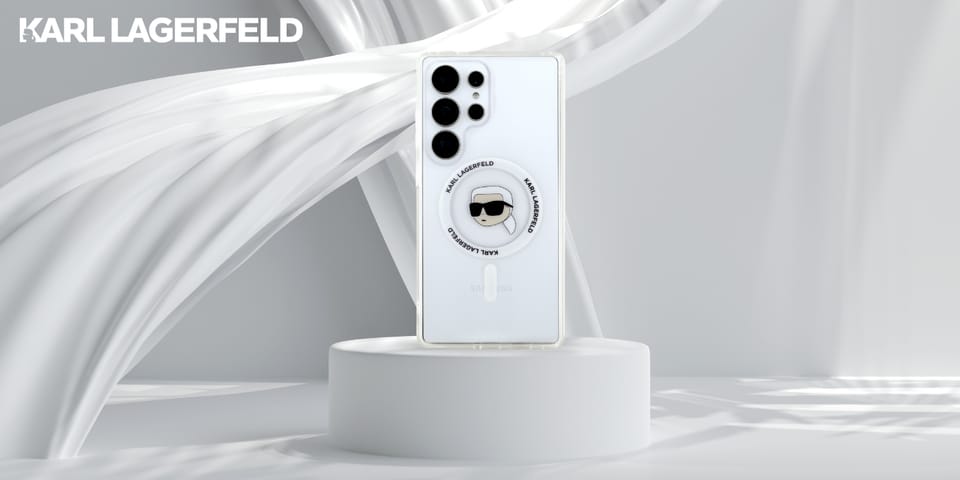 Etui Karl Lagerfeld Button Karl Head     Printed Logo MagSafe do Samsung Galaxy S25 Ultra biały