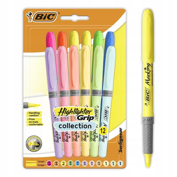 Zakreślacz HIGHLIGHTER GRIP 6x pastel, 6x neon 992562 BIC