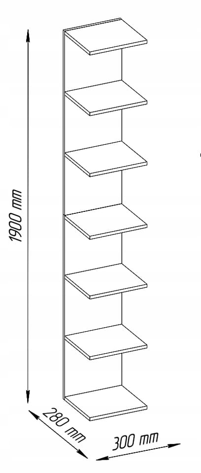 Półka ścienna  kolor 190 cm regał do salonu (kolor biały)