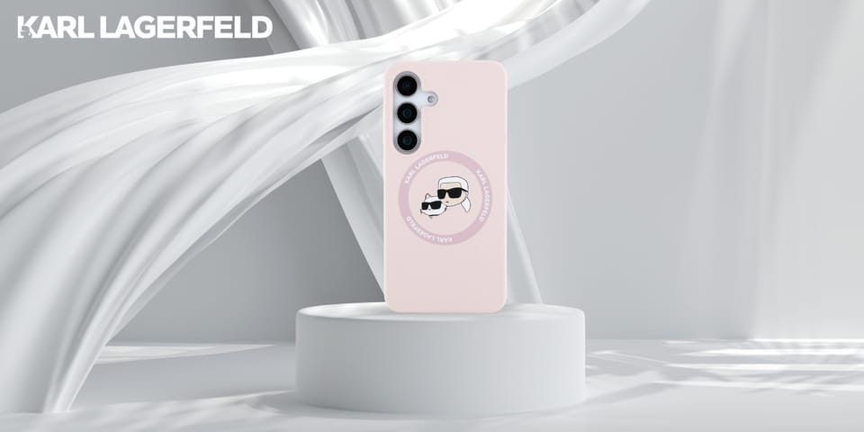 Etui Karl Lagerfeld Silicone Double      Heads And Circle MagSafe do Samsung Galaxy S25+ różowy