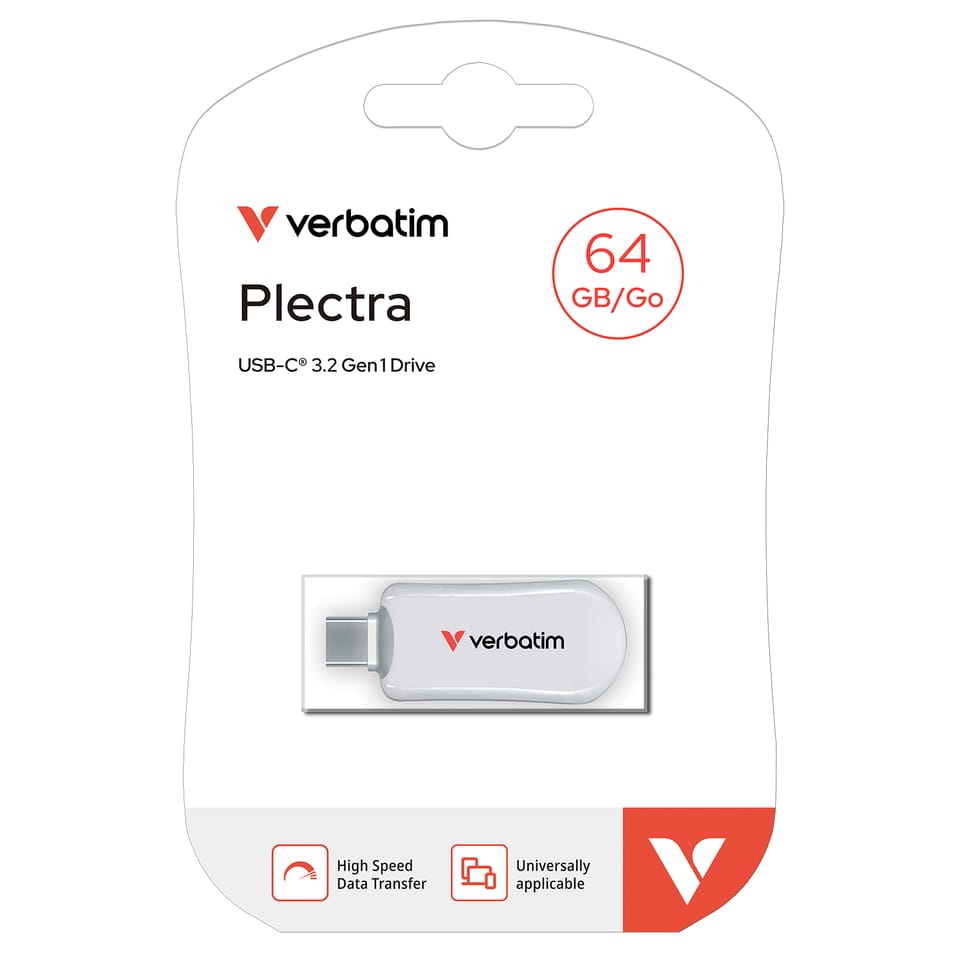 Pendrive Verbatim Plectra 64GB USB-C      biały/white 30228