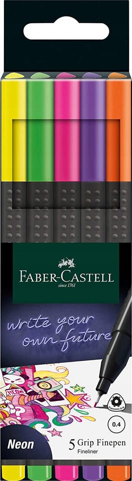 Cienkopisy GRIP 5 kolorów neonowych 151603 FABER-CASTELL