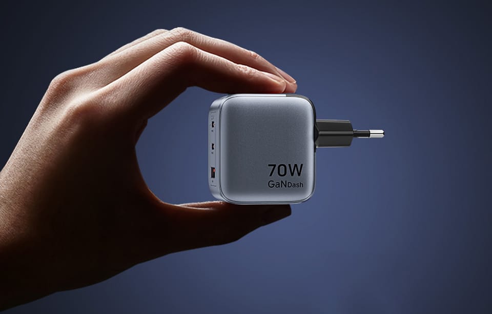 Ładowarka GaN Vention USB-C+C+A 70W (Szara)