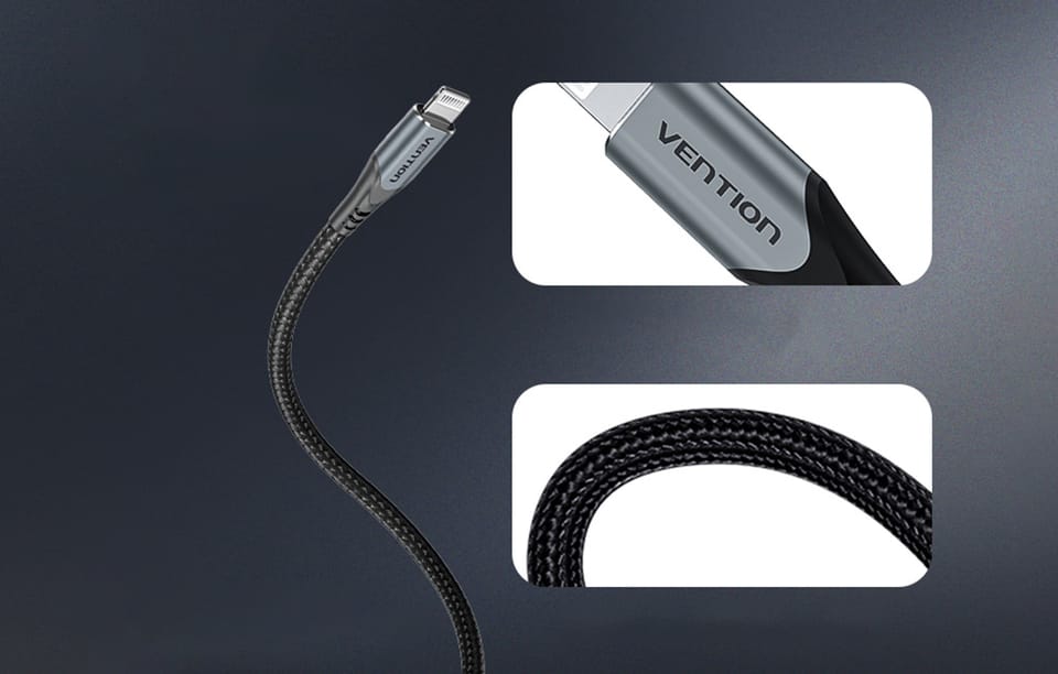 Ładowarka GaN Vention USB-C 20W  + Kabel USB-C-L 1m (Szara)