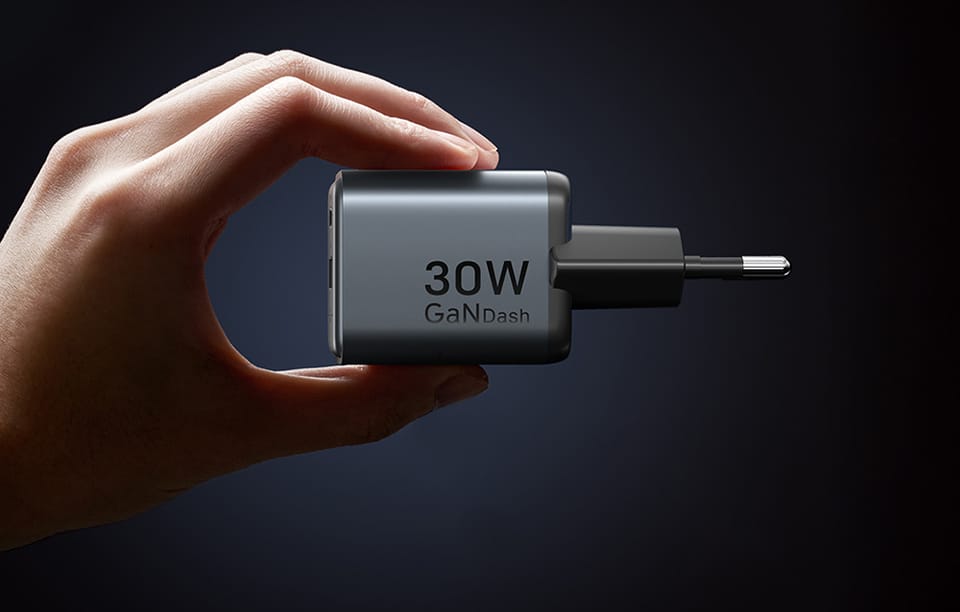 Ładowarka GaN Vention USB-C+A 30W + Kabel USB-C-C 1m (Szara)