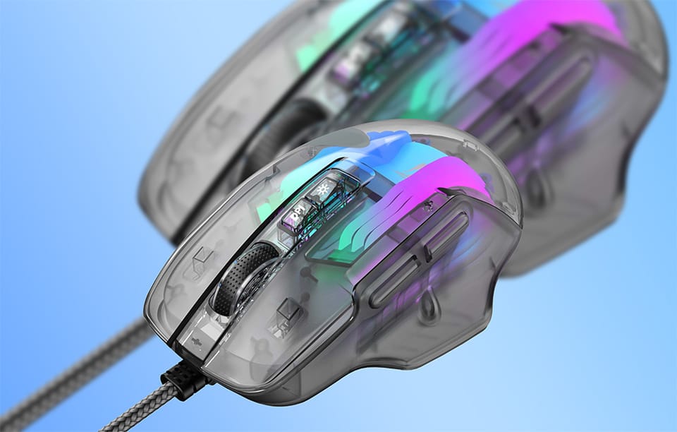 Przewodowa Mysz Gamingowa Havit MS1011SE RGB 7200 DPI Transparentna/Czarna