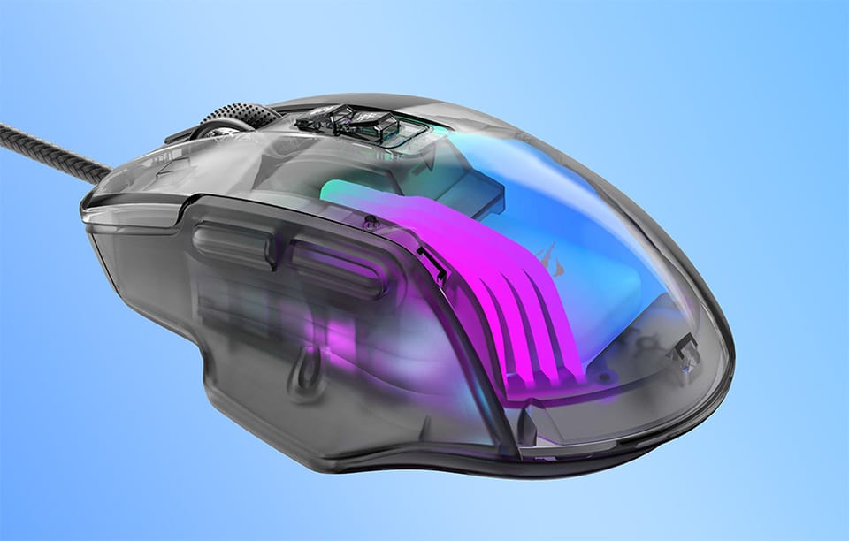 Przewodowa Mysz Gamingowa Havit MS1011SE RGB 7200 DPI Transparentna/Czarna