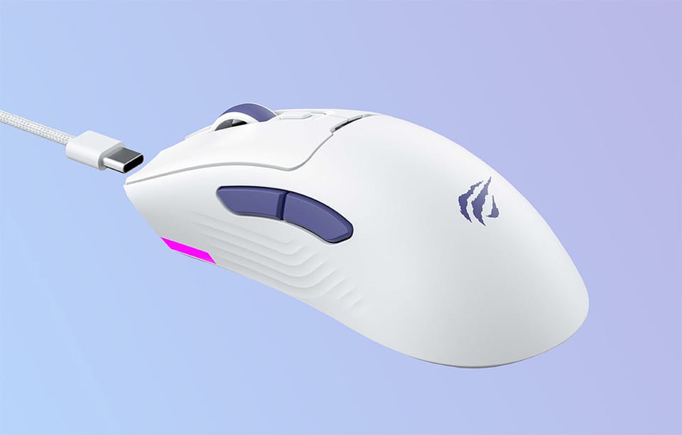 Przewodowa Mysz Gamingowa Havit MS966 RGB 12000 DPI Biała