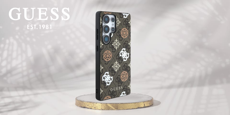 Etui Guess 4G Printed Colored Peony      Pattern MagSafe do Samsung Galaxy S25 Ultra brązowy