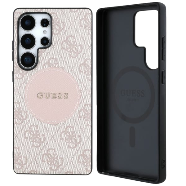Etui Guess 4G Round Patch Classic Logo   MagSafe do Samsung Galaxy S25 Ultra różowy