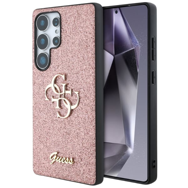 Etui Guess Fixed Glitter Big 4G Metal    Logo do Samsung Galaxy S25 Ultra różowy